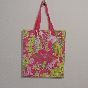 LILLY PULITZER Market Bag NWT Lilly Loves Green Reusable Shopping Bag Pink Green